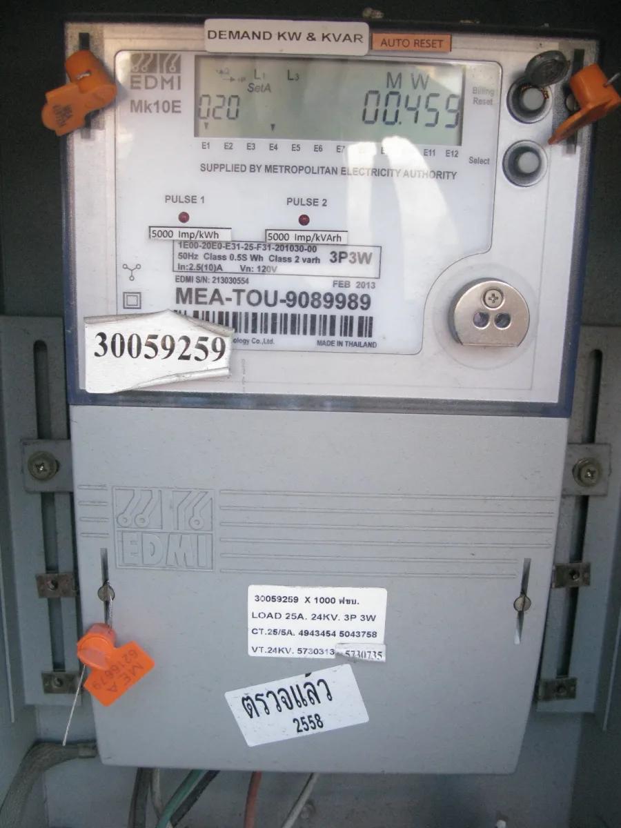 泰国电力局安装的工厂用 EDMI Mk10E 数字电表(TOU 费率类)
