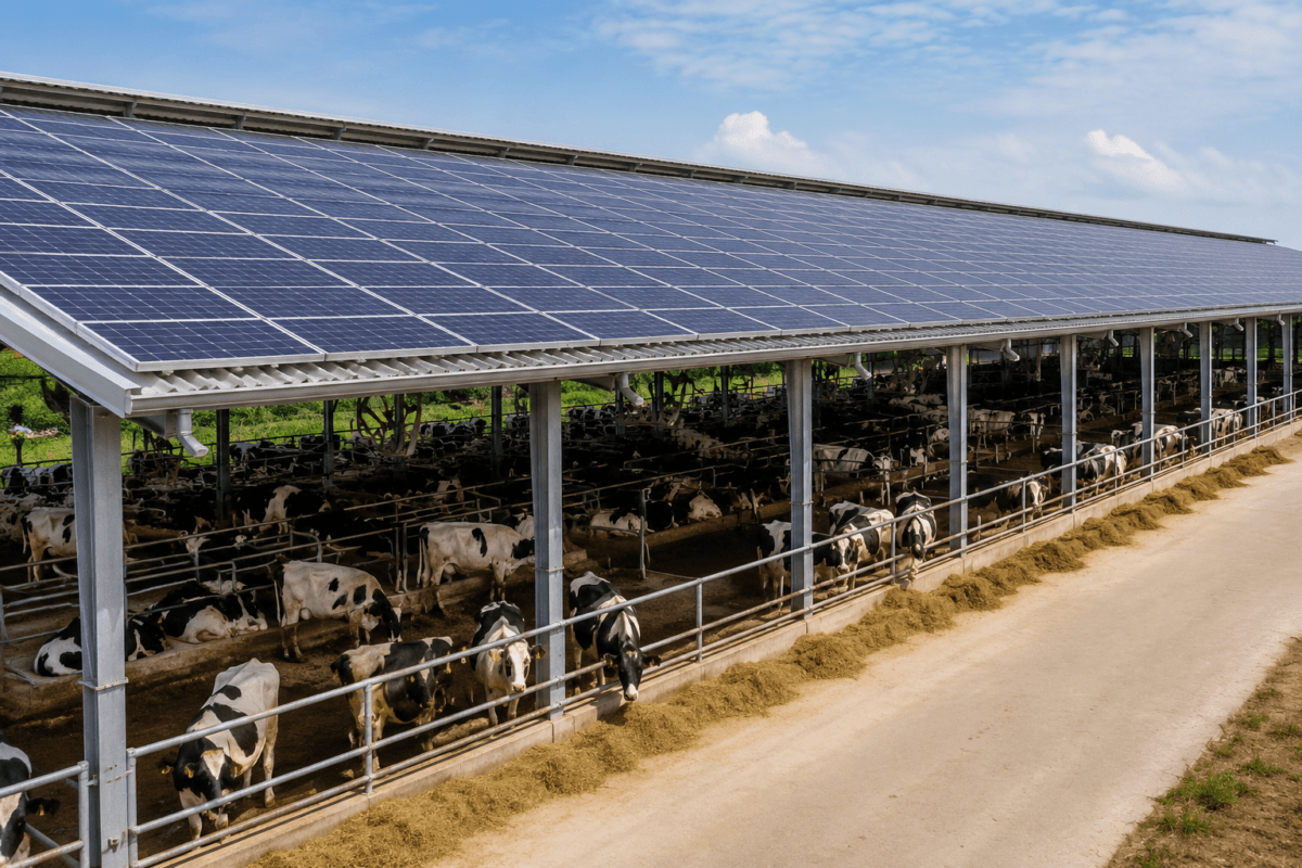 Solar panels reduce thermal stress in dairy barns during critical afternoon hours